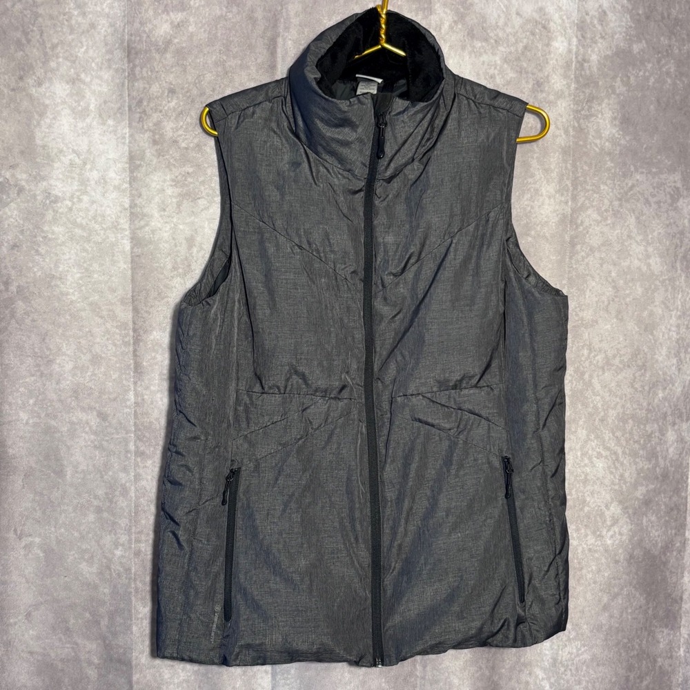 Champion Full Zip Puffer Vest Women XL Heather Gray Activewear Hiking Outdoor